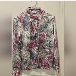 Paisley Print Women's Top - Pink and Blue